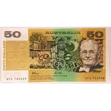 AUSTRALIA 1990 . FIFTY 50 DOLLAR BANKNOTE . ERROR . MIS-MATCHED SERIALS